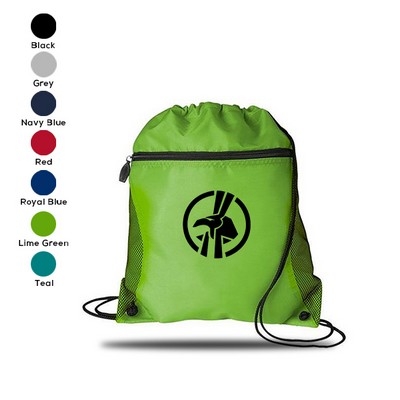 Mesh Pocket Drawstring Backpack