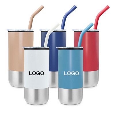 20 oz Double Wall Plastic Straw Tumbler