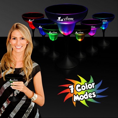 10 Oz. Light Up Margarita Glass w/Black Stem And Frosted Top