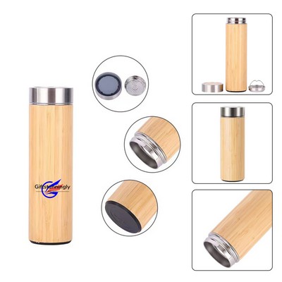 16 OZ Bamboo Bottle With Tea Strainer