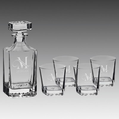 750ml Glass Decanter Set w/ Four 11 oz. Glasses