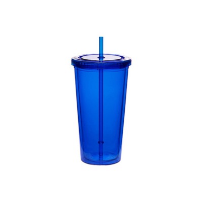 Double Wall Acrylic Tumbler with Straw, 20 Oz.