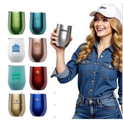 11 Oz Stemless Vacuum Insulated Wine Glass Stainless Steel