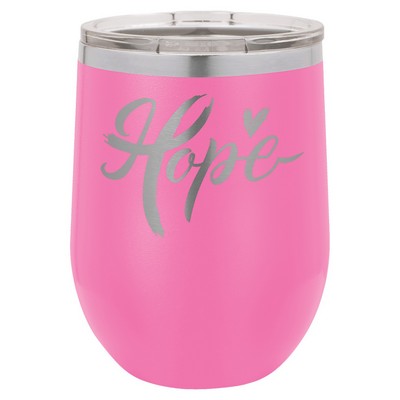 Pink Polar Camel™ 12 oz Stemless Wine Tumbler with a Clear Lid